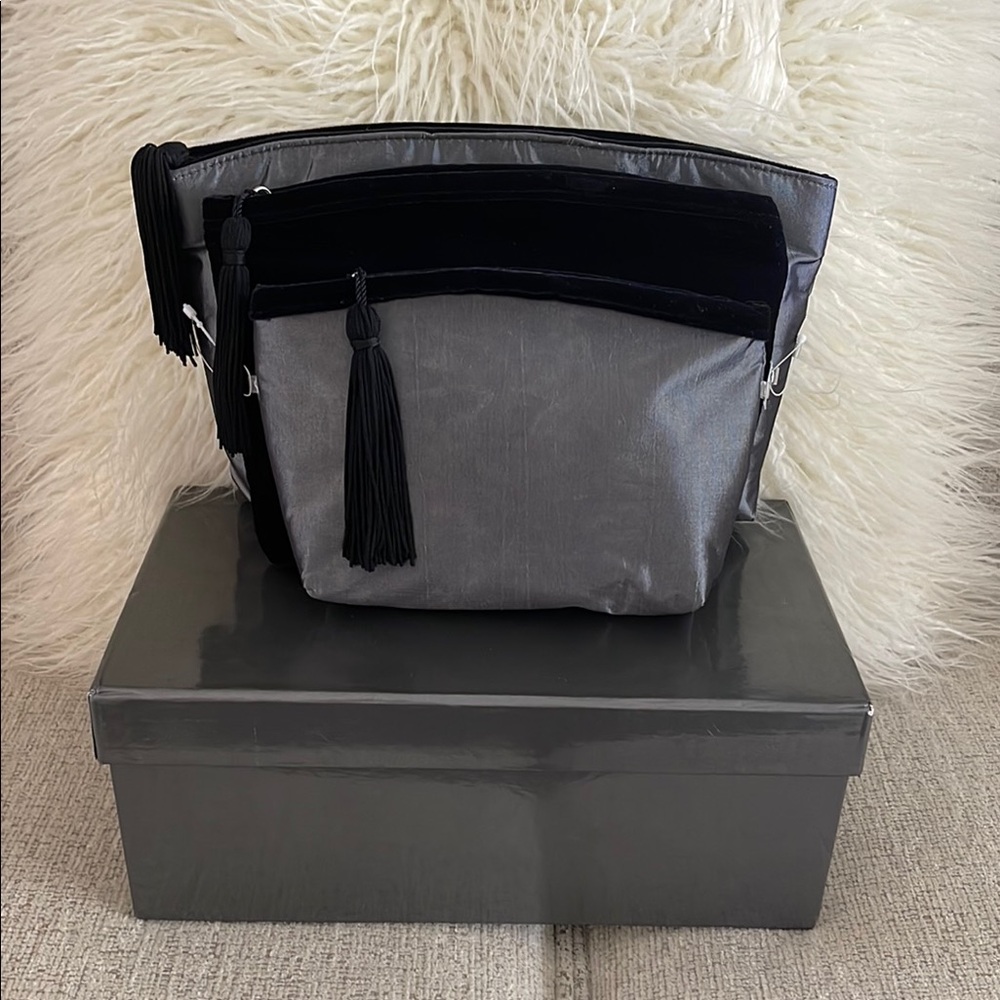 Stylish Gray and Black Ladies Cosmetic Bag Set